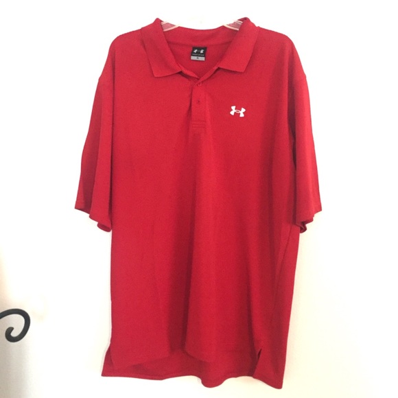Men’s collared red Under Armour button shirt. XL - Picture 1 of 8